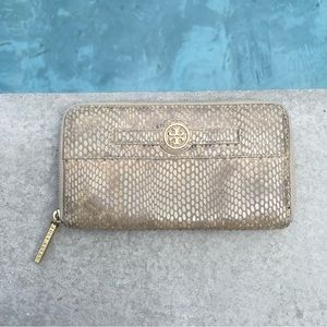 Tory Burch Python Continental Zip Wallet